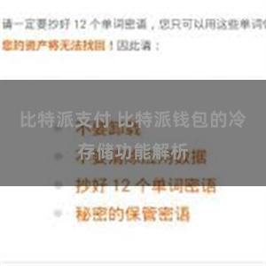 比特派支付 比特派钱包的冷存储功能解析