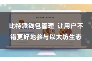 比特派钱包管理  让用户不错更好地参与以太坊生态